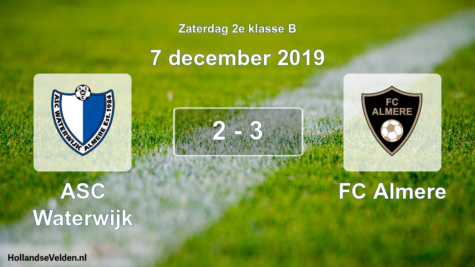 Total number of matches played: ASC Waterwijk - FC Almere 2 - 3 (7 December 2019)
