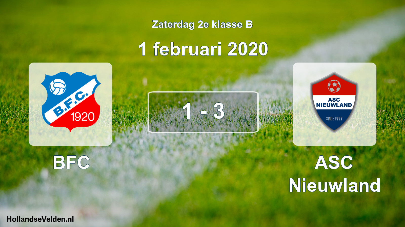 Total number of matches played: BFC - ASC Nieuwland 1 - 3 (1 February 2020)