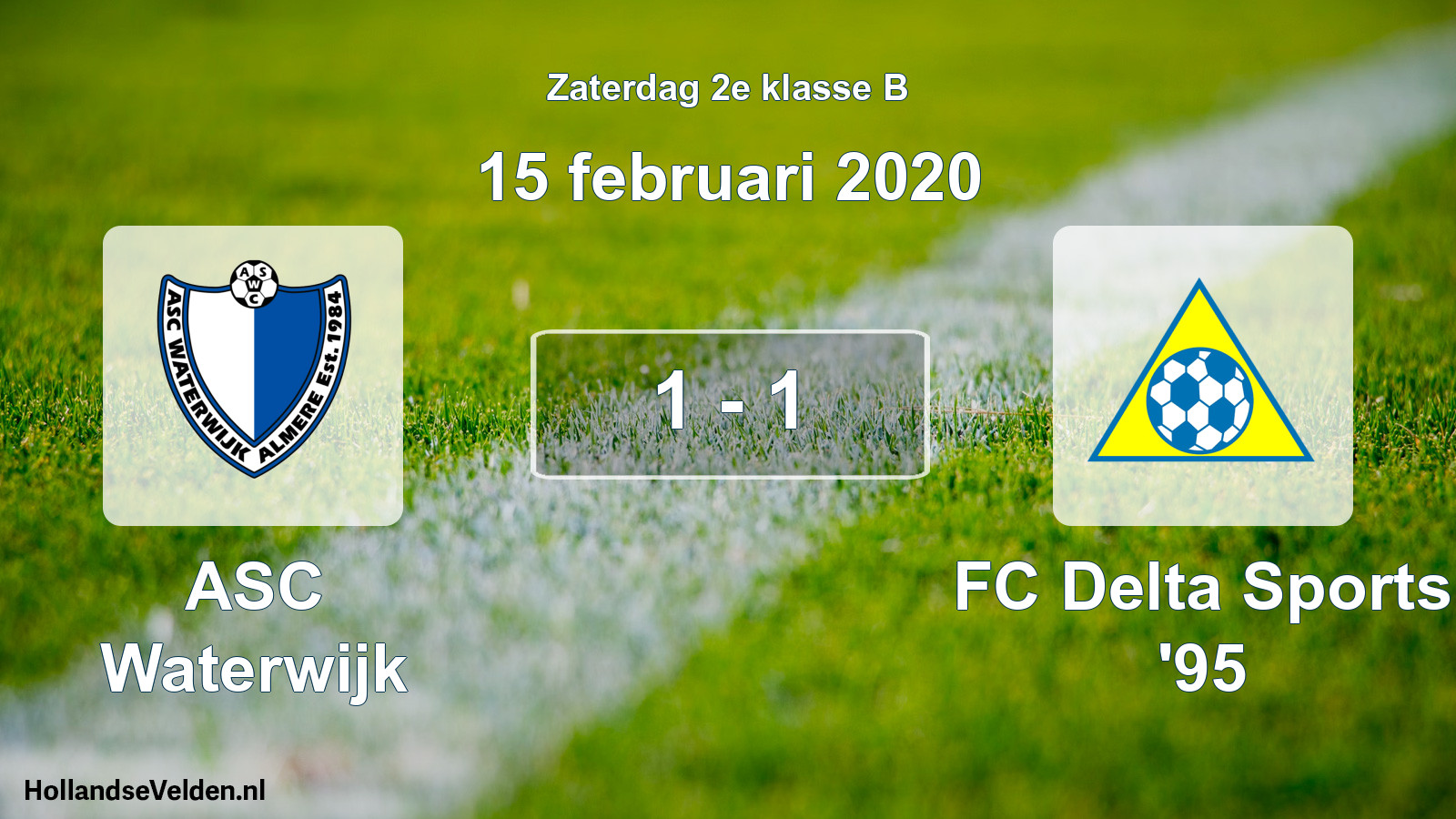 Total number of matches played: ASC Waterwijk - FC Delta Sports '95 1 - 1 (15 February 2020)