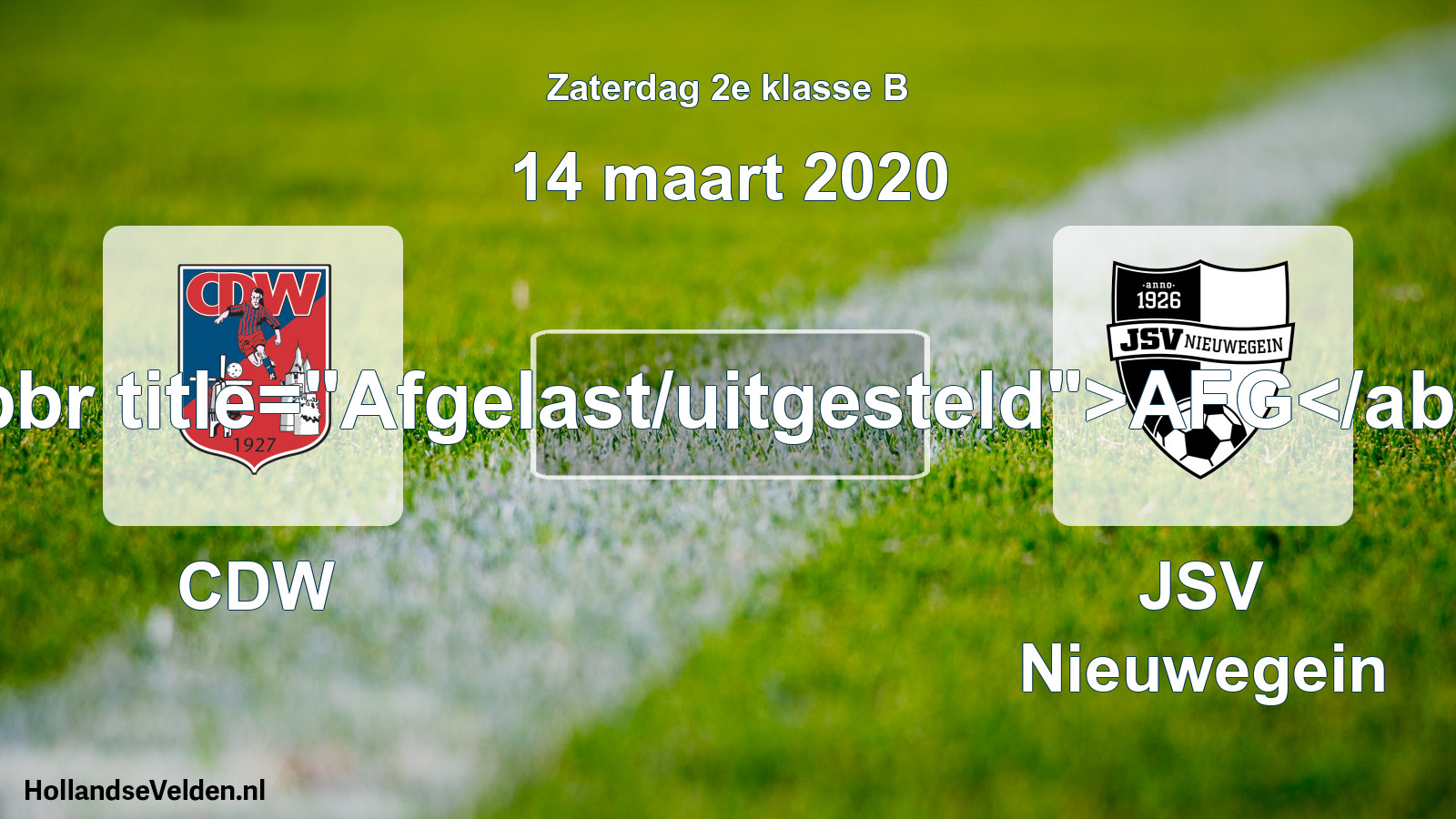 Scheduled Match: CDW - JSV Nieuwegein (14 March 2020)