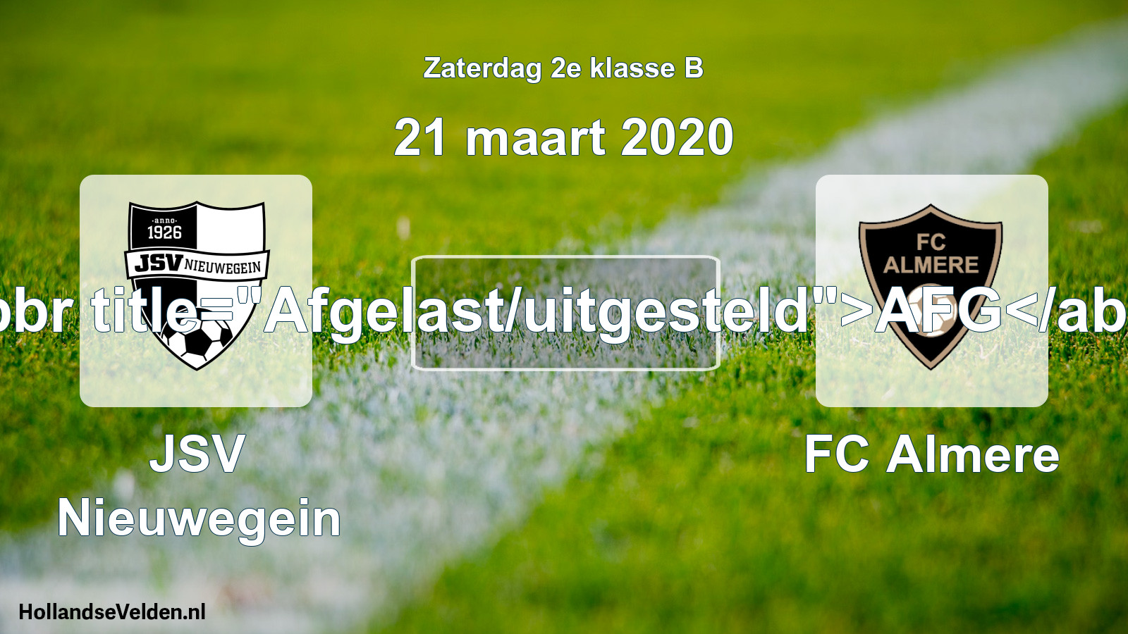 Scheduled Match: JSV Nieuwegein - FC Almere (21 March 2020)