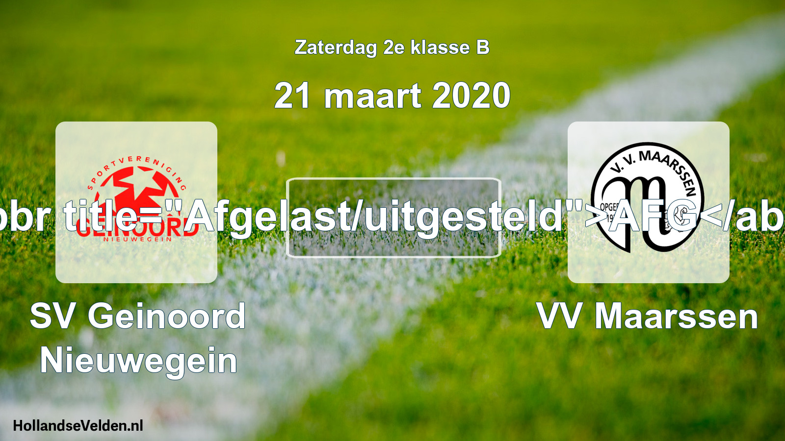 Scheduled Match: SV Geinoord Nieuwegein - VV Maarssen (21 March 2020)