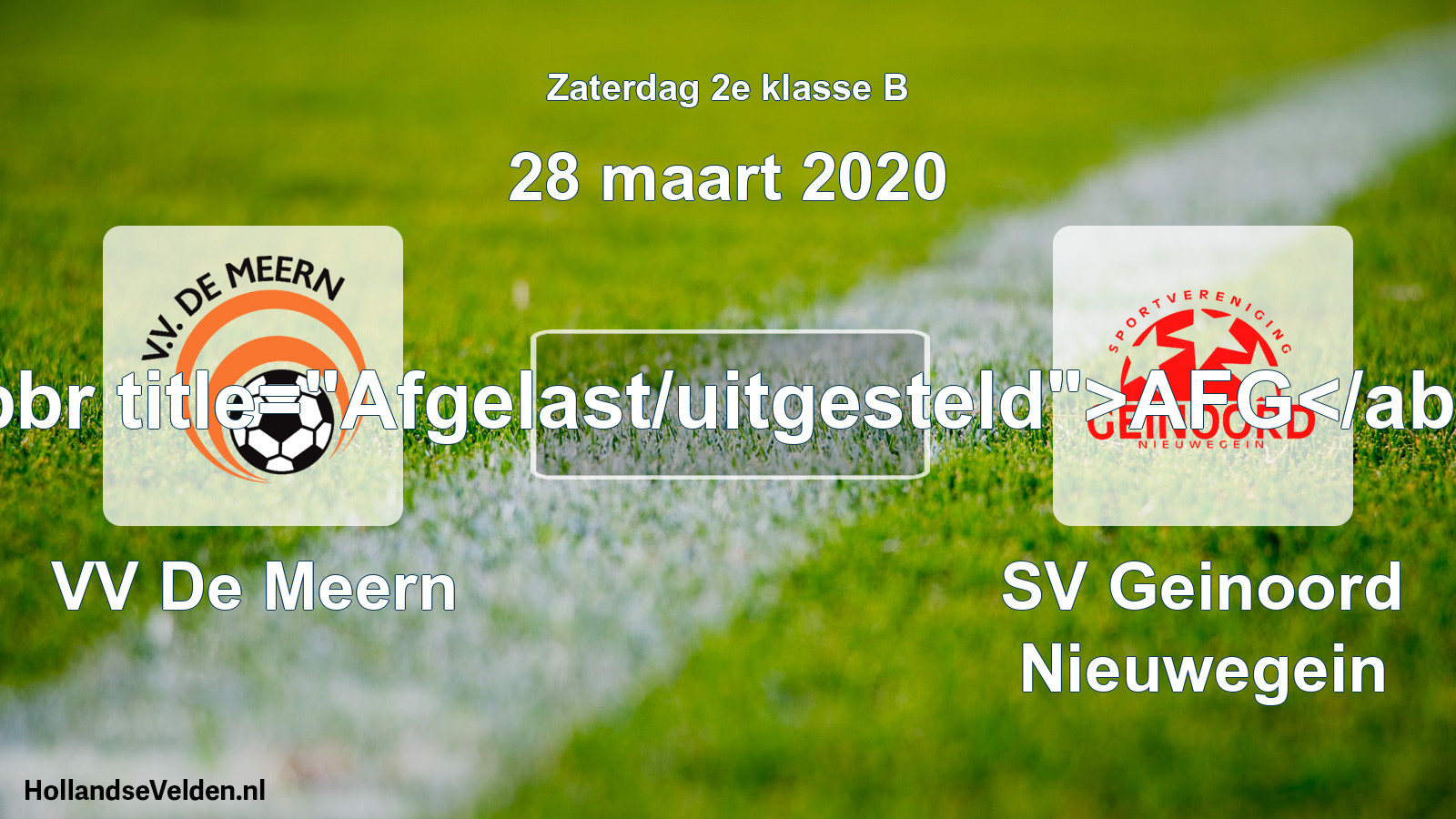 Scheduled Match: VV De Meern - SV Geinoord Nieuwegein (28 March 2020)