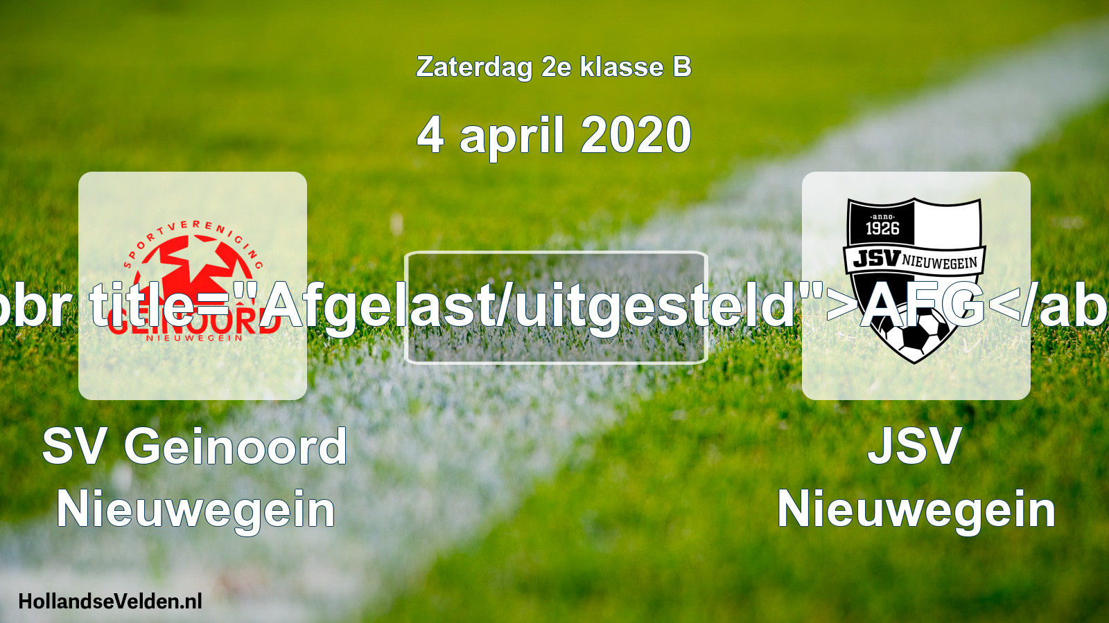 Scheduled Match: SV Geinoord Nieuwegein - JSV Nieuwegein (4 April 2020)