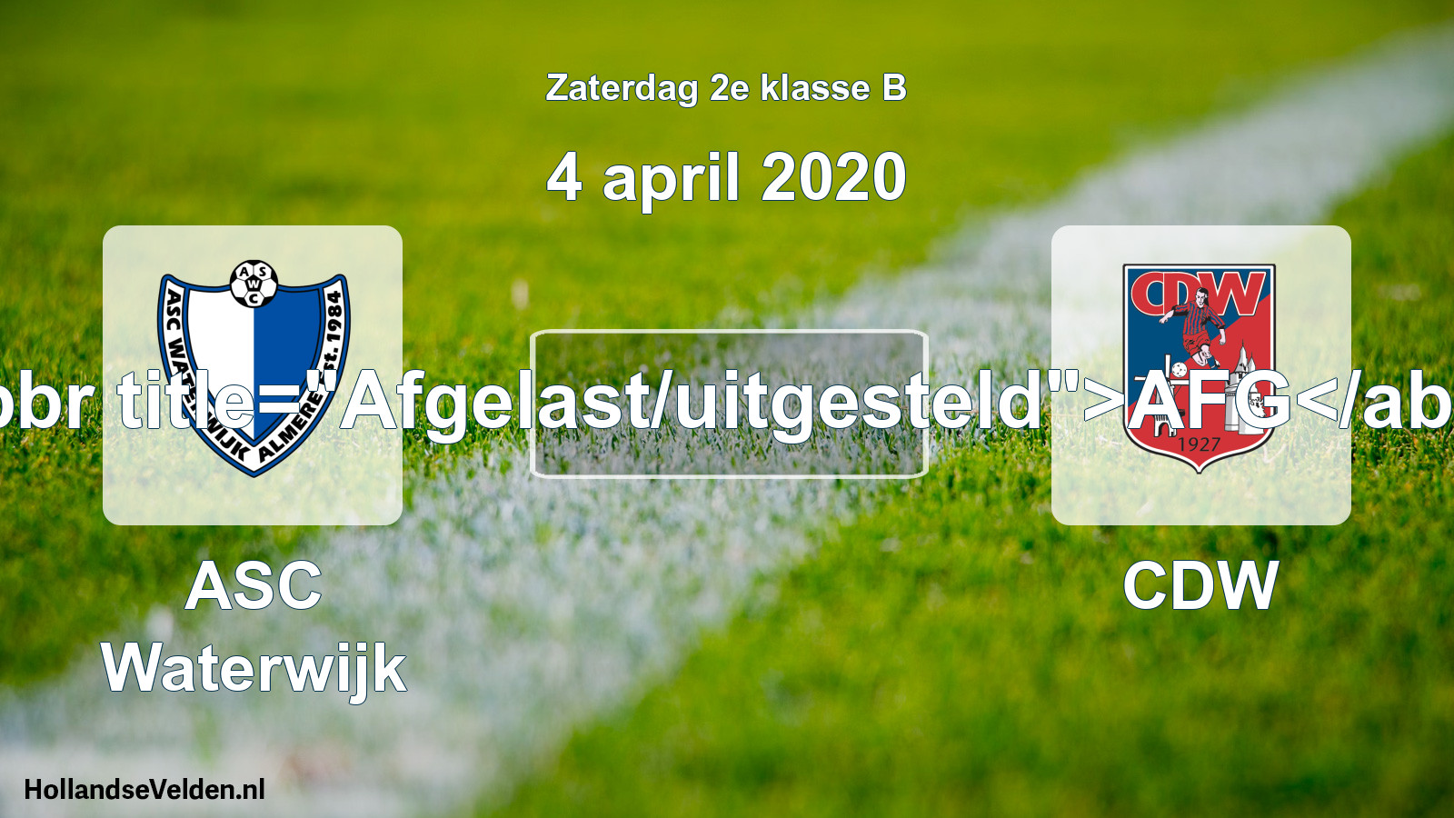 Scheduled Match: ASC Waterwijk - CDW (4 April 2020)