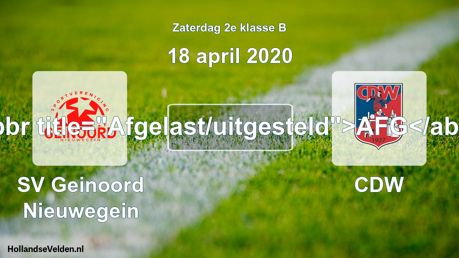 Scheduled Match: SV Geinoord Nieuwegein - CDW (18 April 2020)