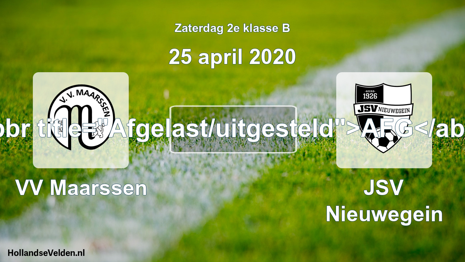 Scheduled Match: VV Maarssen - JSV Nieuwegein (25 April 2020)