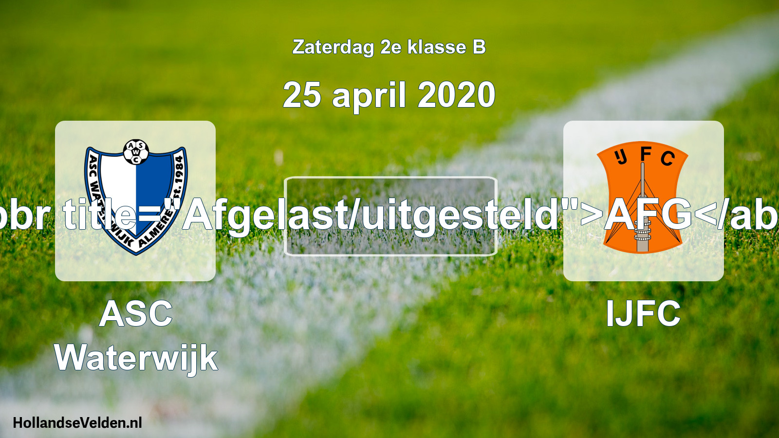 Scheduled Match: ASC Waterwijk - IJFC (25 April 2020)