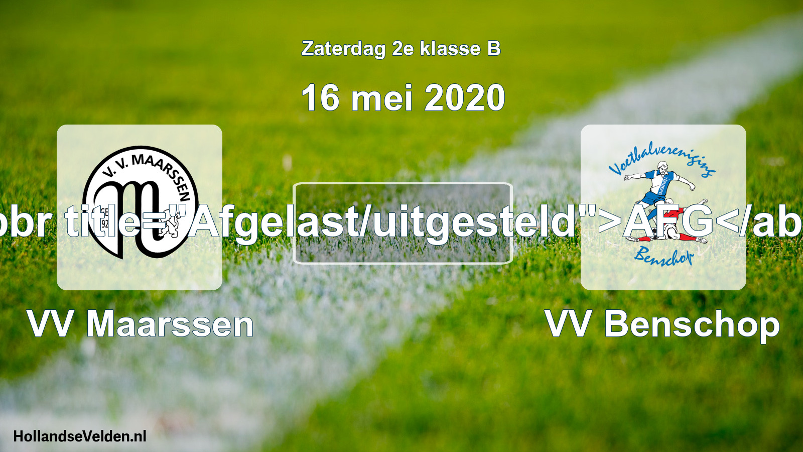 Scheduled Match: VV Maarssen - VV Benschop (16 May 2020)