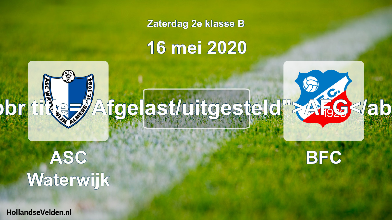 Scheduled Match: ASC Waterwijk - BFC (16 May 2020)