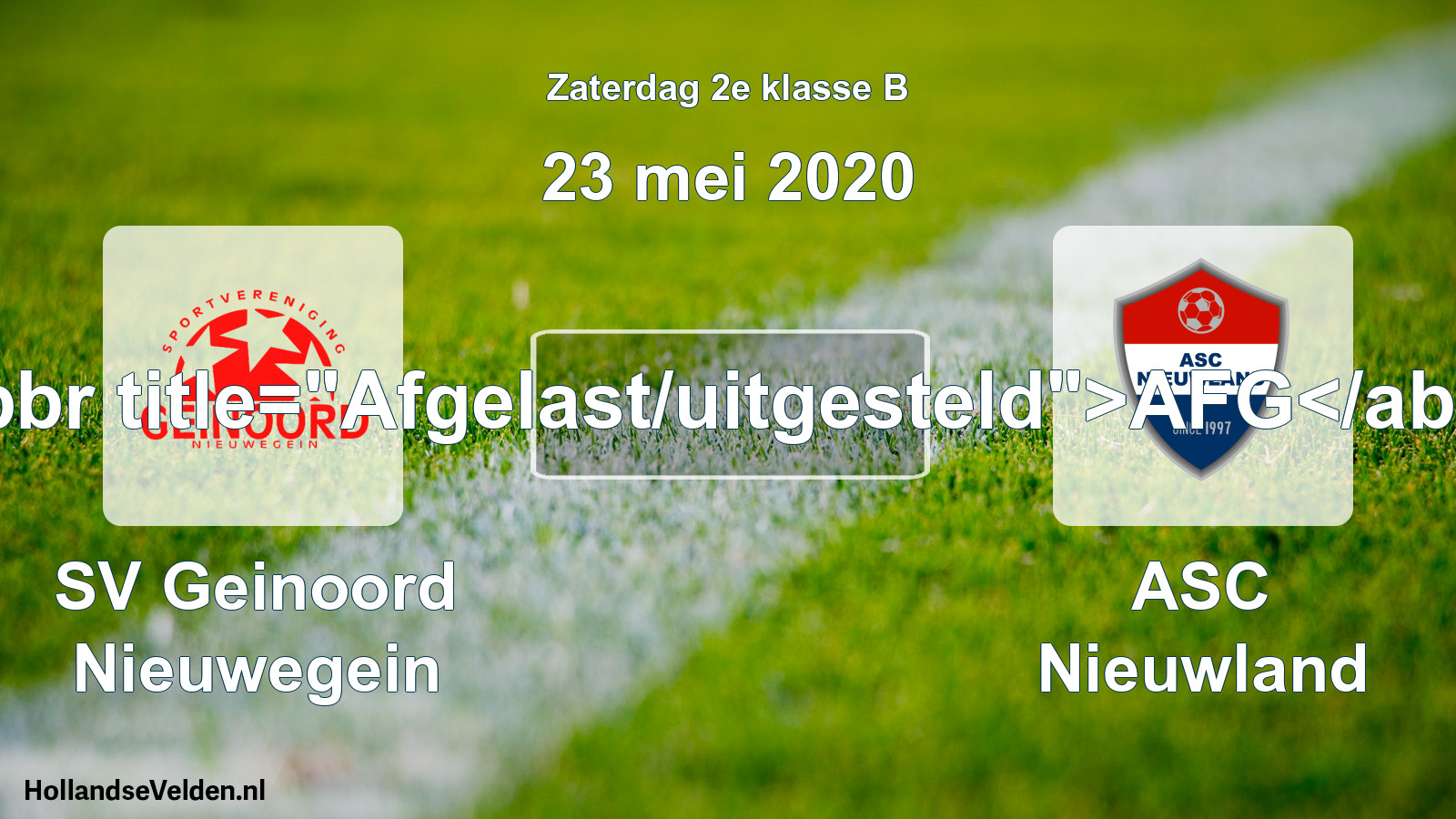 Scheduled Match: SV Geinoord Nieuwegein - ASC Nieuwland (23 May 2020)
