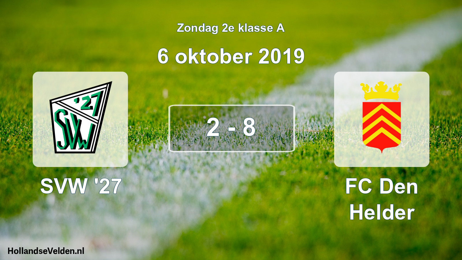 Total number of matches played: SVW '27 - FC Den Helder 2 - 8 (6 October 2019)