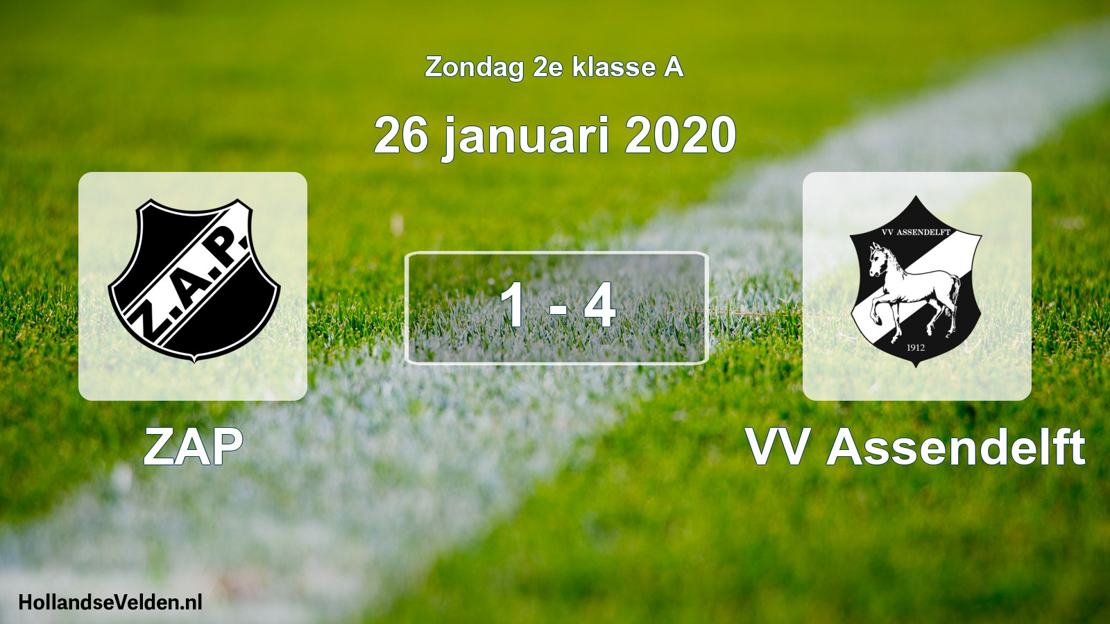 Total number of matches played: ZAP - VV Assendelft 1 - 4 (26 January 2020)