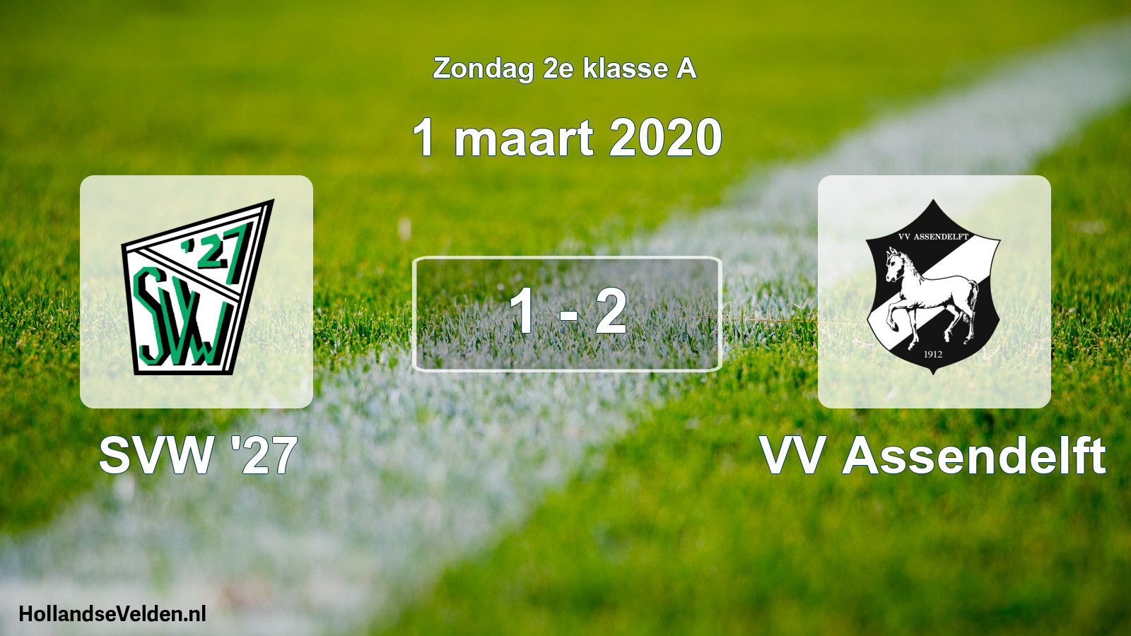 Total number of matches played: SVW '27 - VV Assendelft 1 - 2 (1 March 2020)