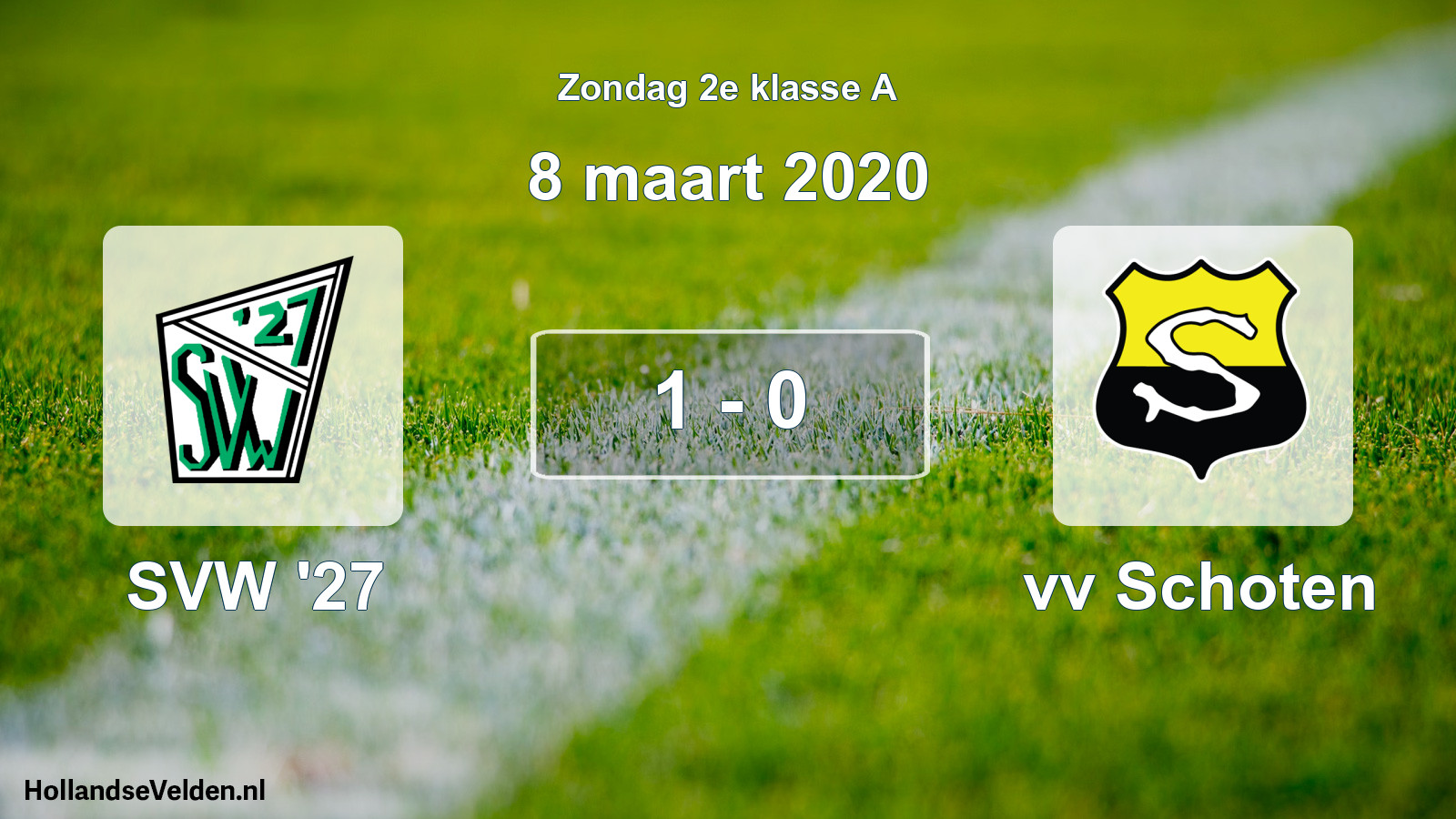 Total number of matches played: SVW '27 - vv Schoten 1 - 0 (8 March 2020)