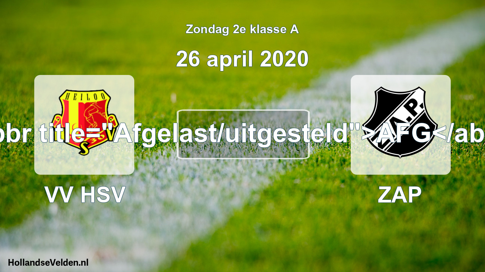 Scheduled Match: VV HSV - ZAP (26 April 2020)