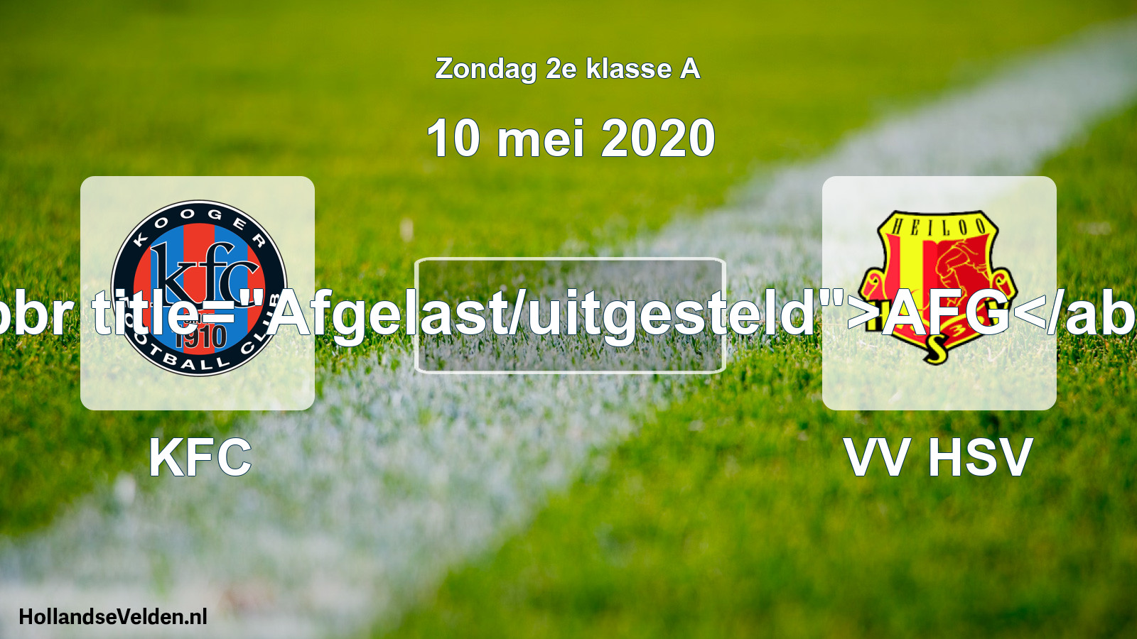 Scheduled Match: KFC - VV HSV (10 May 2020)