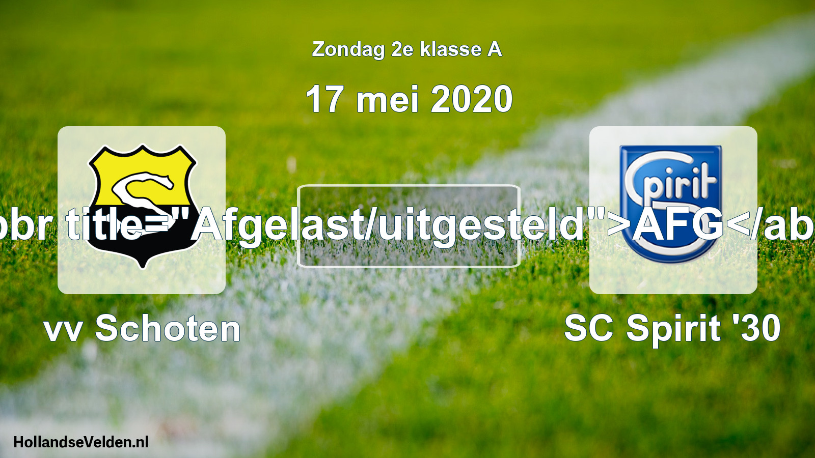 Scheduled Match: vv Schoten - SC Spirit '30 (17 May 2020)