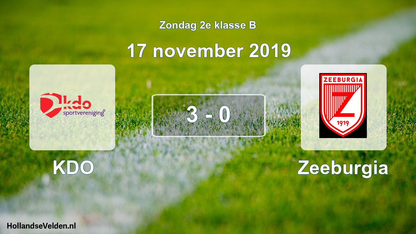 Total number of matches played: KDO - Zeeburgia 3 - 0 (17 November 2019)