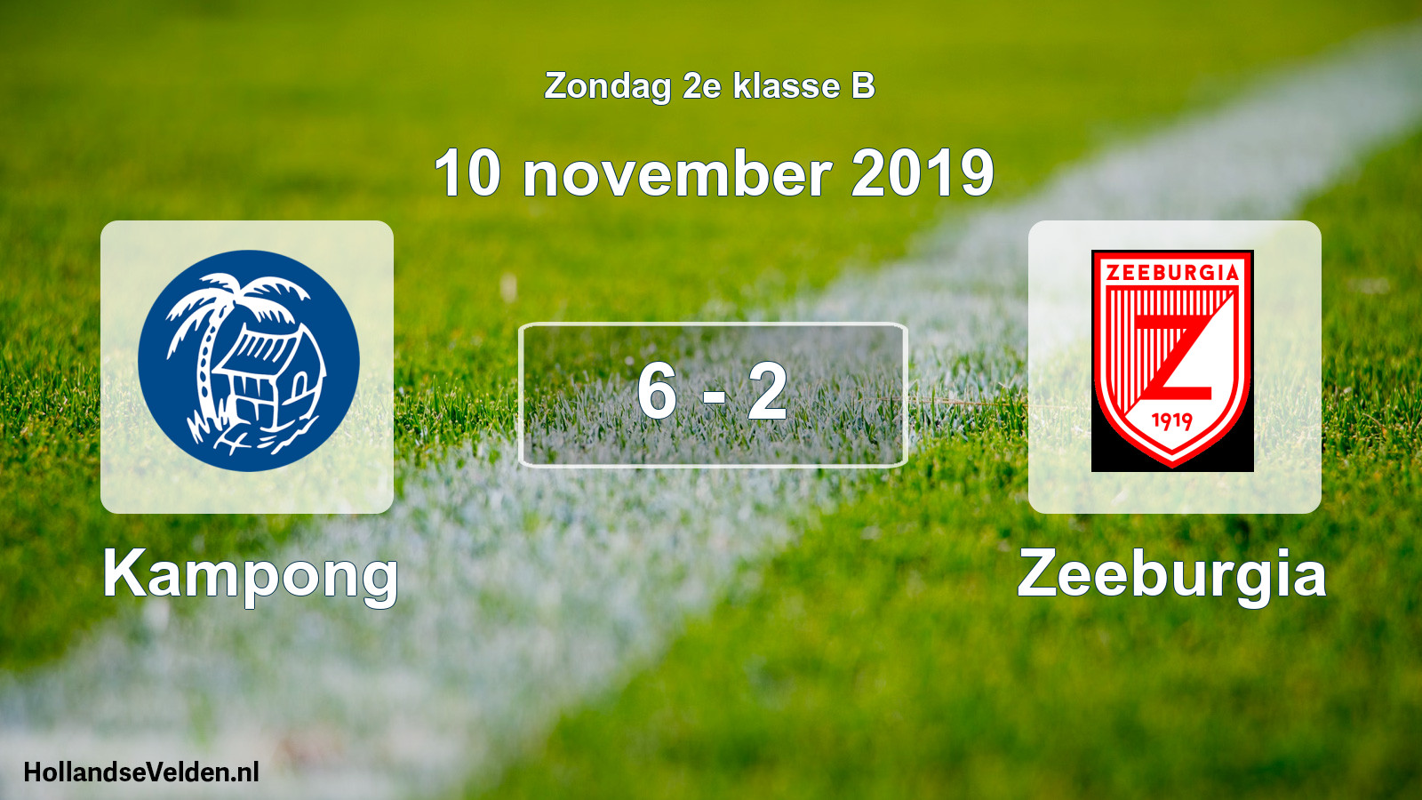 Total number of matches played: Kampong - Zeeburgia 6 - 2 (10 November 2019)