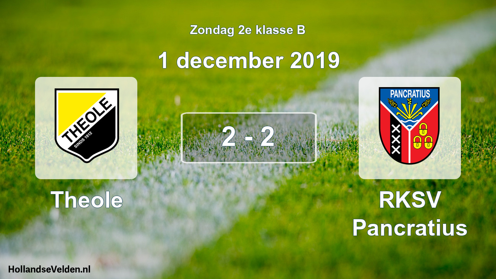 Total number of matches played: Theole - RKSV Pancratius 2 - 2 (1 December 2019)