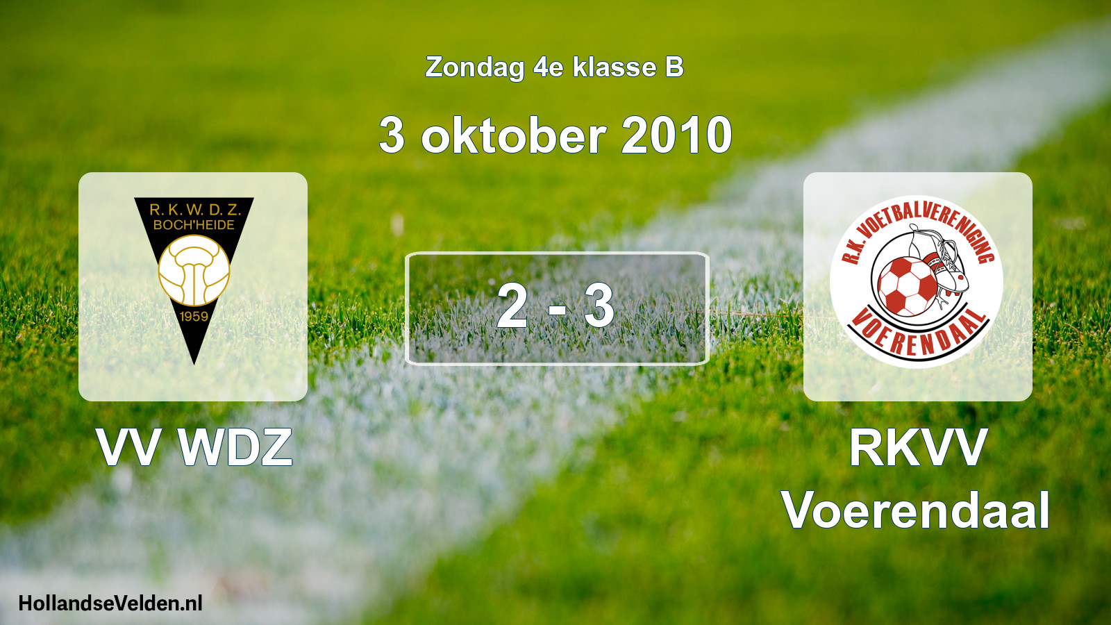 Total number of matches played: VV WDZ - RKVV Voerendaal 2 - 3 (3 October 2010)