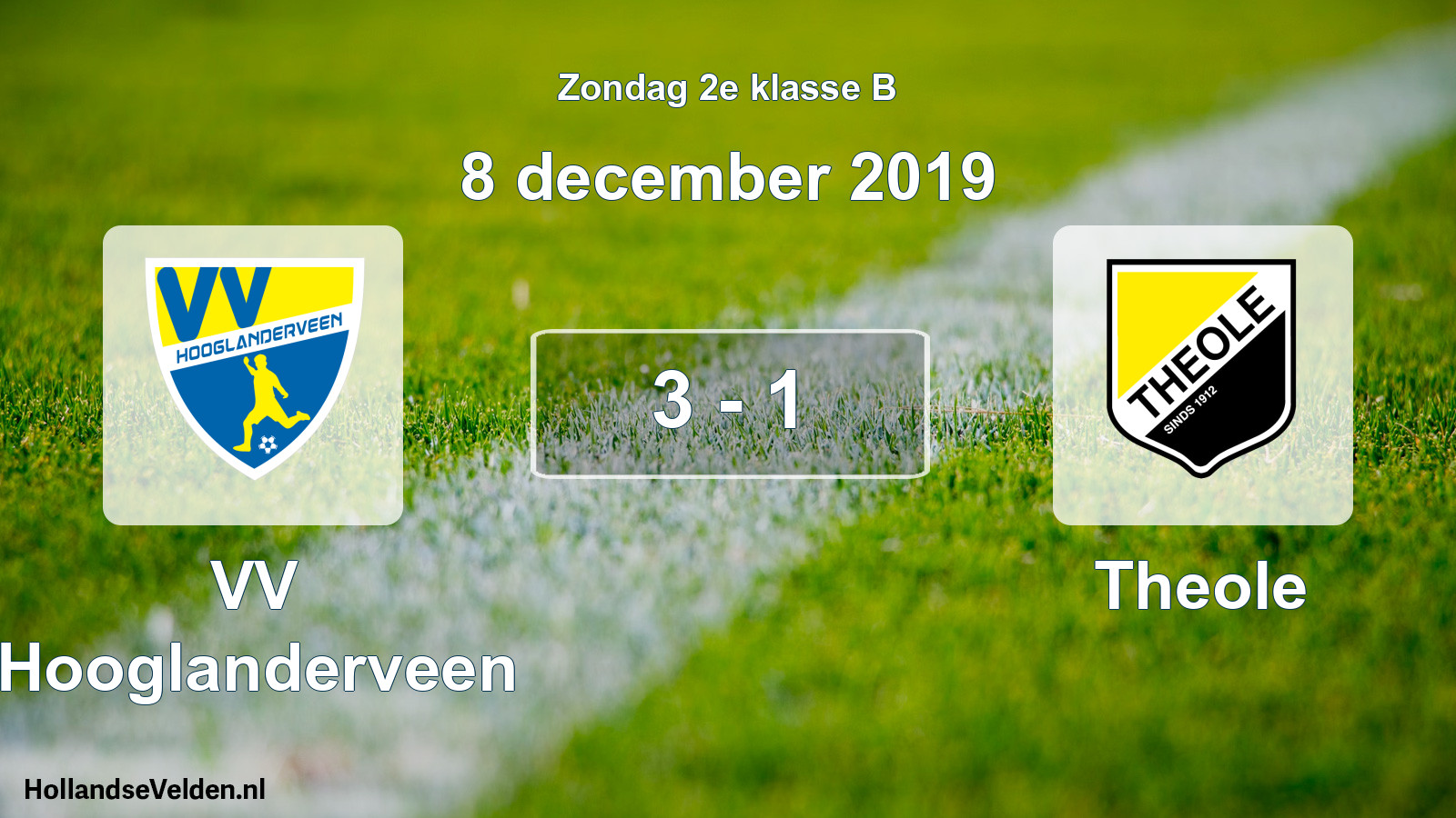 Total number of matches played: VV Hooglanderveen - Theole 3 - 1 (8 December 2019)