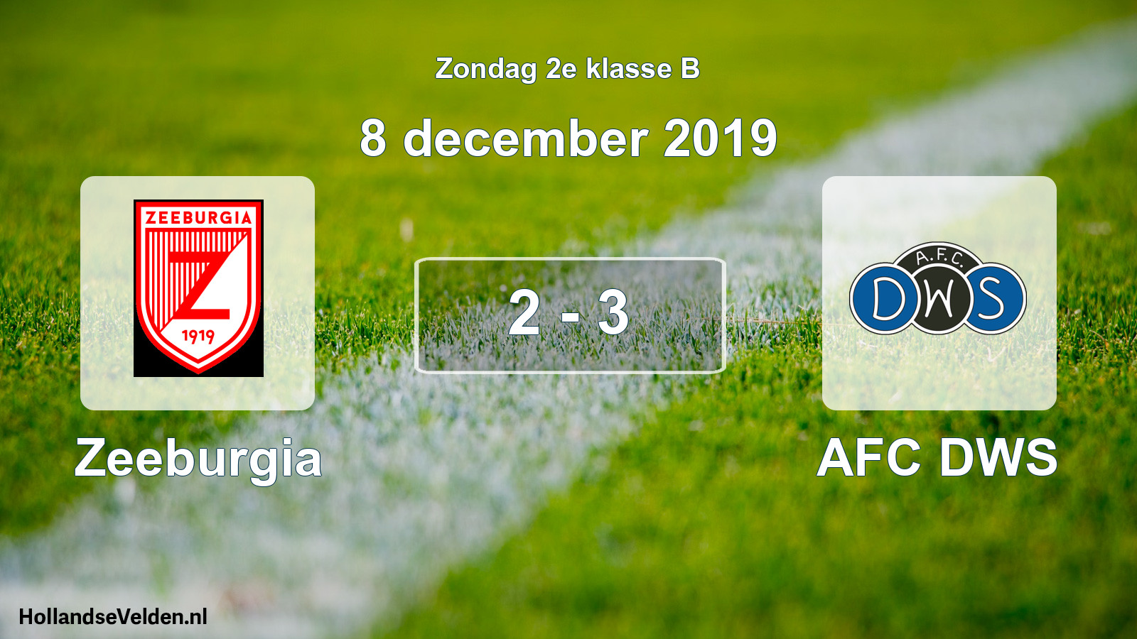 Total number of matches played: Zeeburgia - AFC DWS 2 - 3 (8 December 2019)