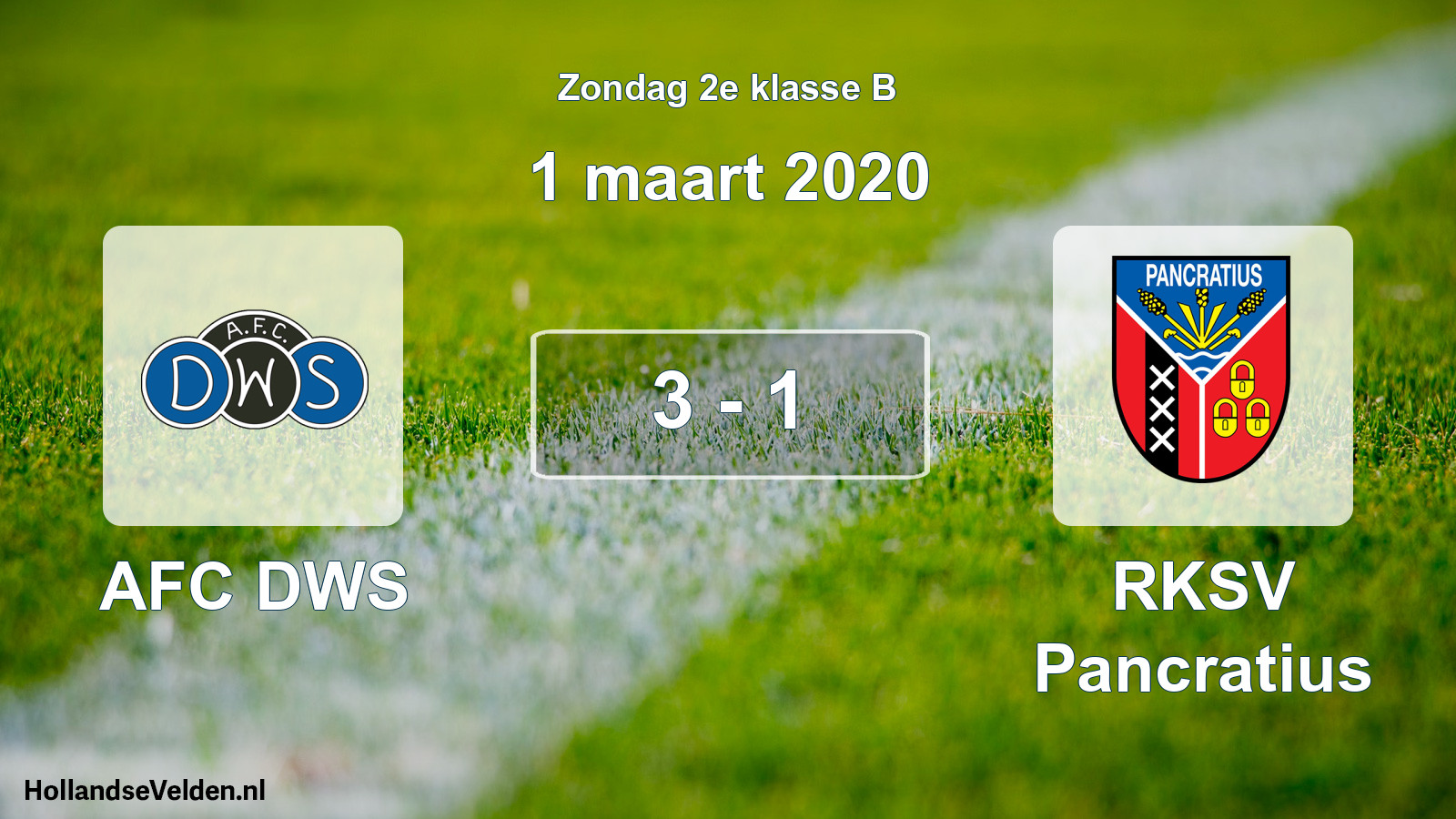 Total number of matches played: AFC DWS - RKSV Pancratius 3 - 1 (1 March 2020)