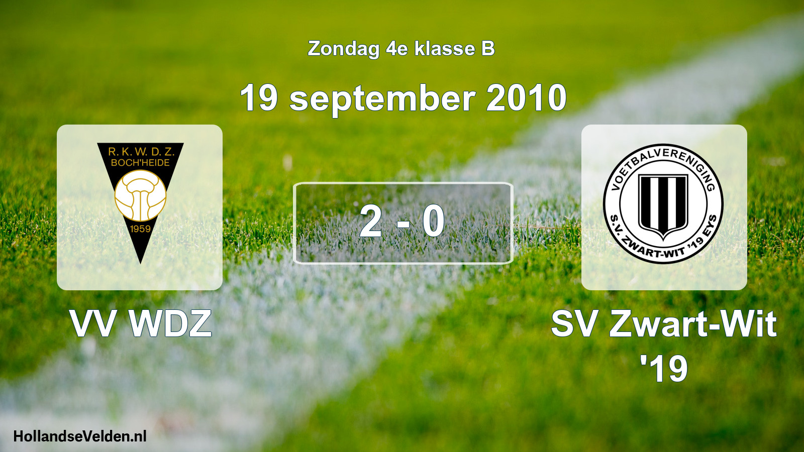Total number of matches played: VV WDZ - SV Zwart-Wit '19 2 - 0 (19 September 2010)