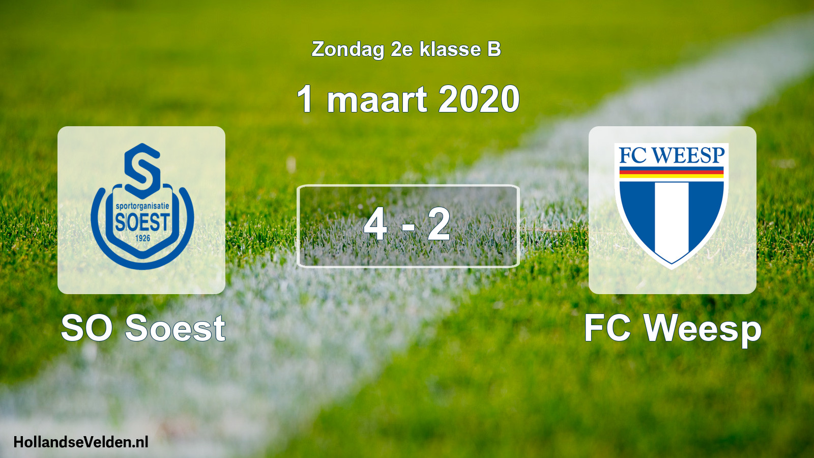 Total number of matches played: SO Soest - FC Weesp 4 - 2 (1 March 2020)