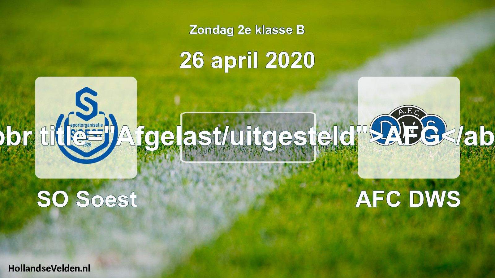 Scheduled Match: SO Soest - AFC DWS (26 April 2020)