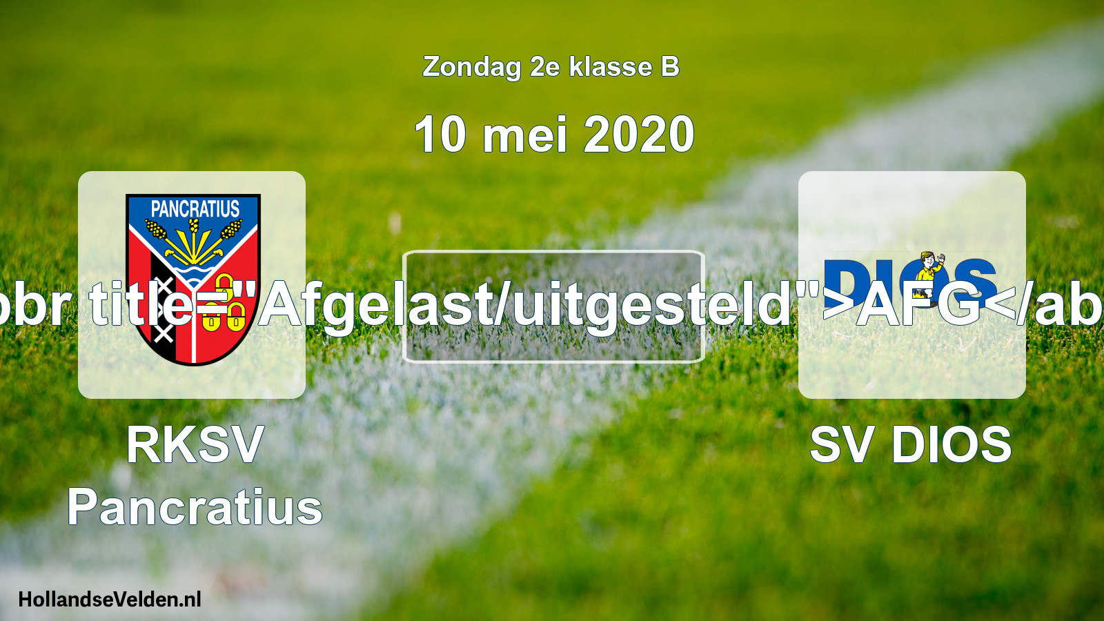 Scheduled Match: RKSV Pancratius - SV DIOS (10 May 2020)