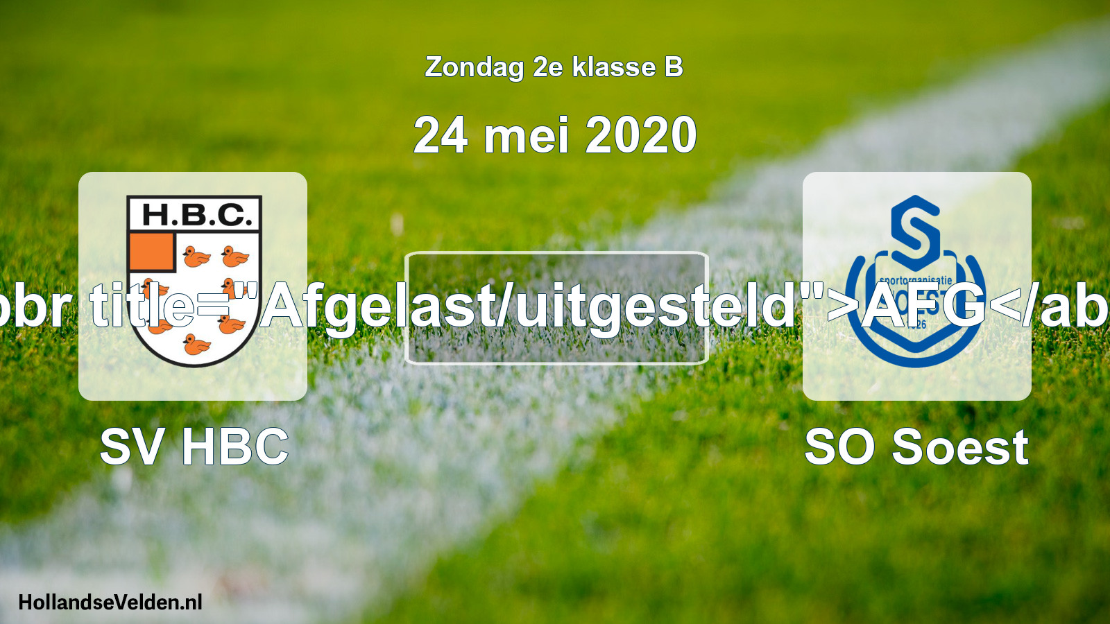 Scheduled Match: SV HBC - SO Soest (24 May 2020)