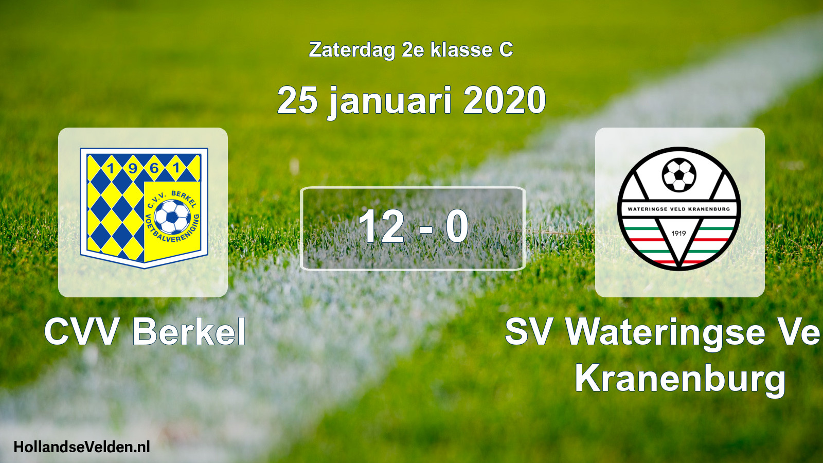 Total number of matches played: CVV Berkel - SV Wateringse Veld Kranenburg 12 - 0 (25 January 2020)