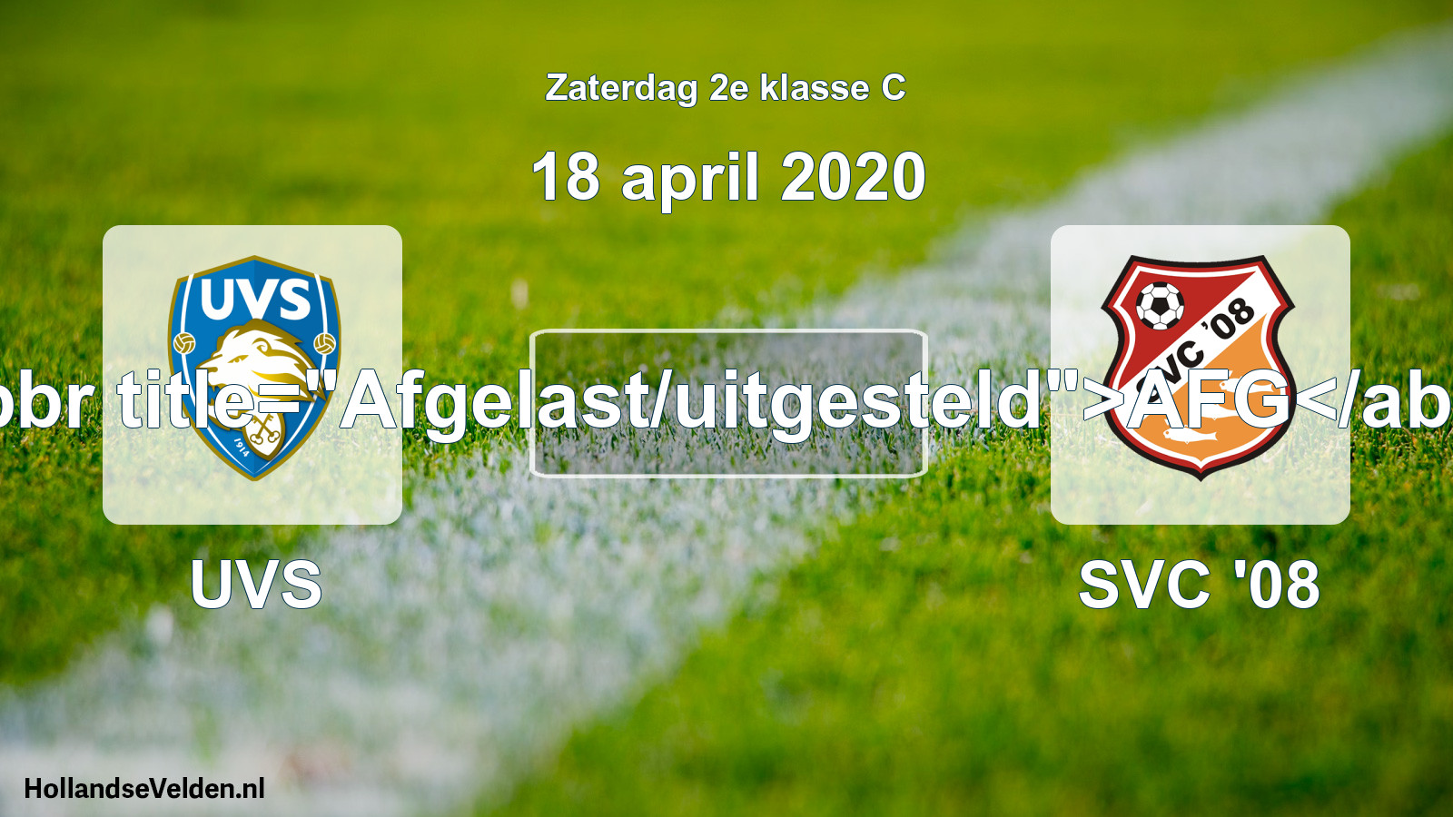 Scheduled Match: UVS - SVC '08 (18 April 2020)