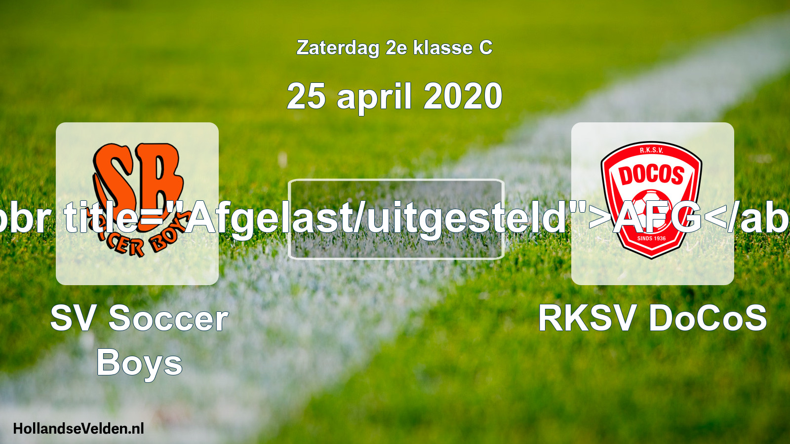 Scheduled Match: SV Soccer Boys - RKSV DoCoS (25 April 2020)