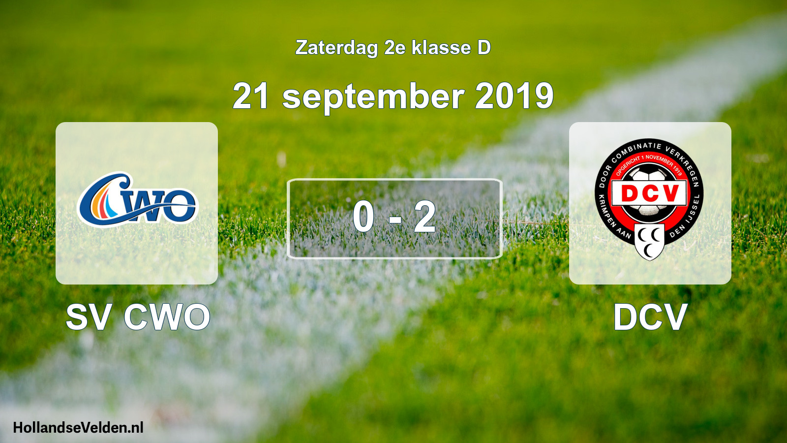 Total number of matches played: SV CWO - DCV 0 - 2 (21 September 2019)