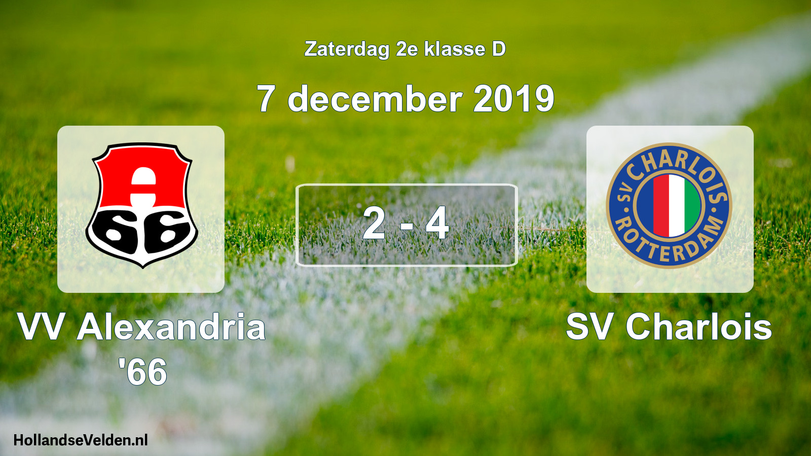 Total number of matches played: VV Alexandria '66 - SV Charlois 2 - 4 (7 December 2019)