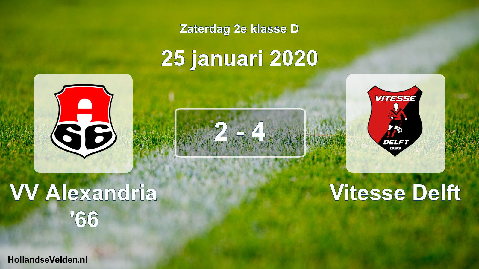 Total number of matches played: VV Alexandria '66 - Vitesse Delft 2 - 4 (25 January 2020)