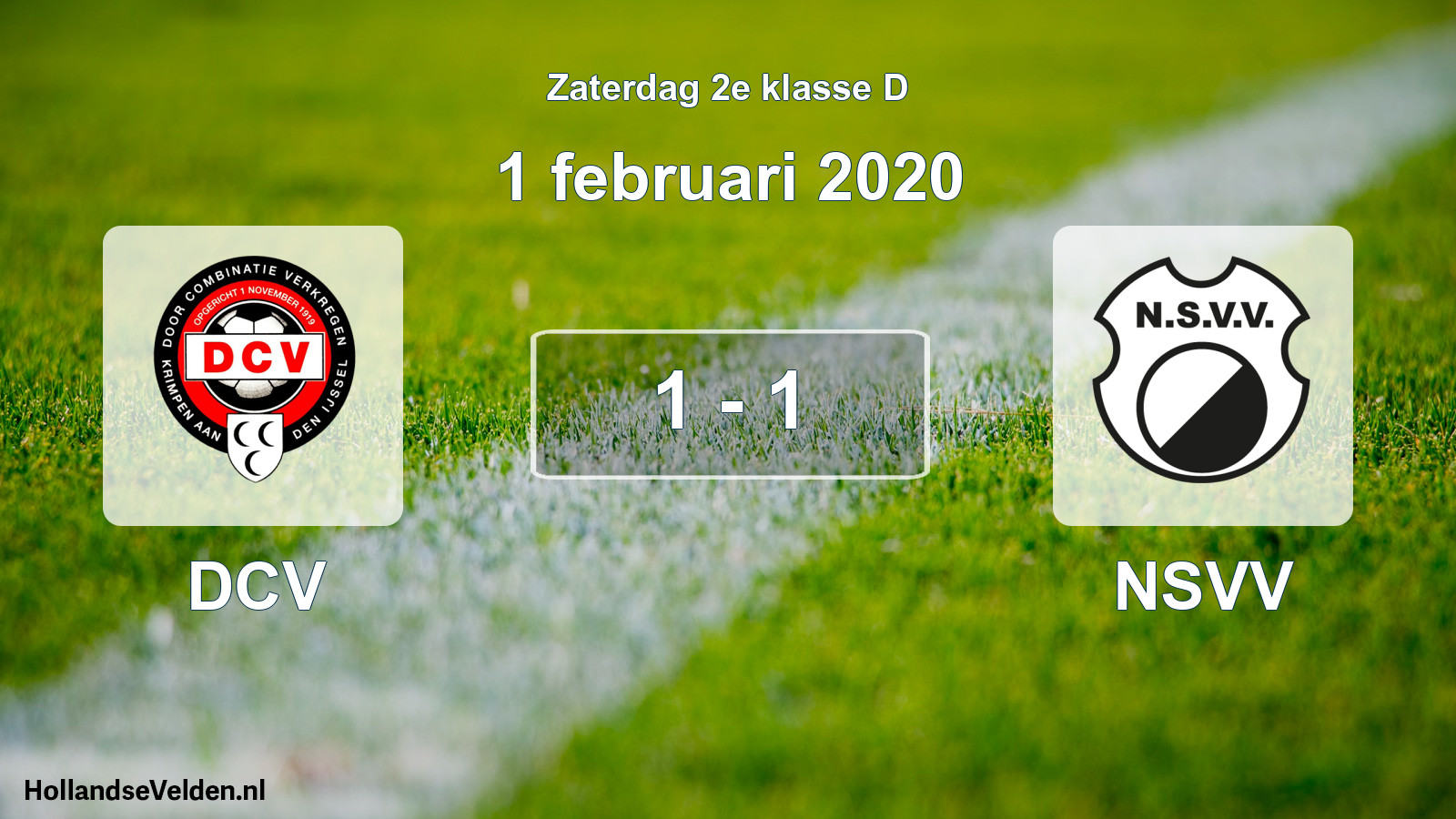 Total number of matches played: DCV - NSVV 1 - 1 (1 February 2020)