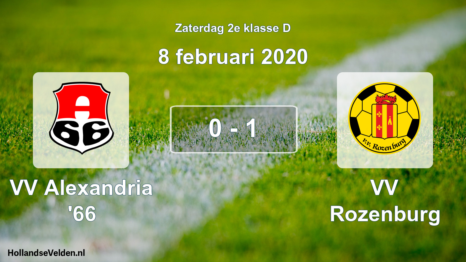 Total number of matches played: VV Alexandria '66 - VV Rozenburg 0 - 1 (8 February 2020)