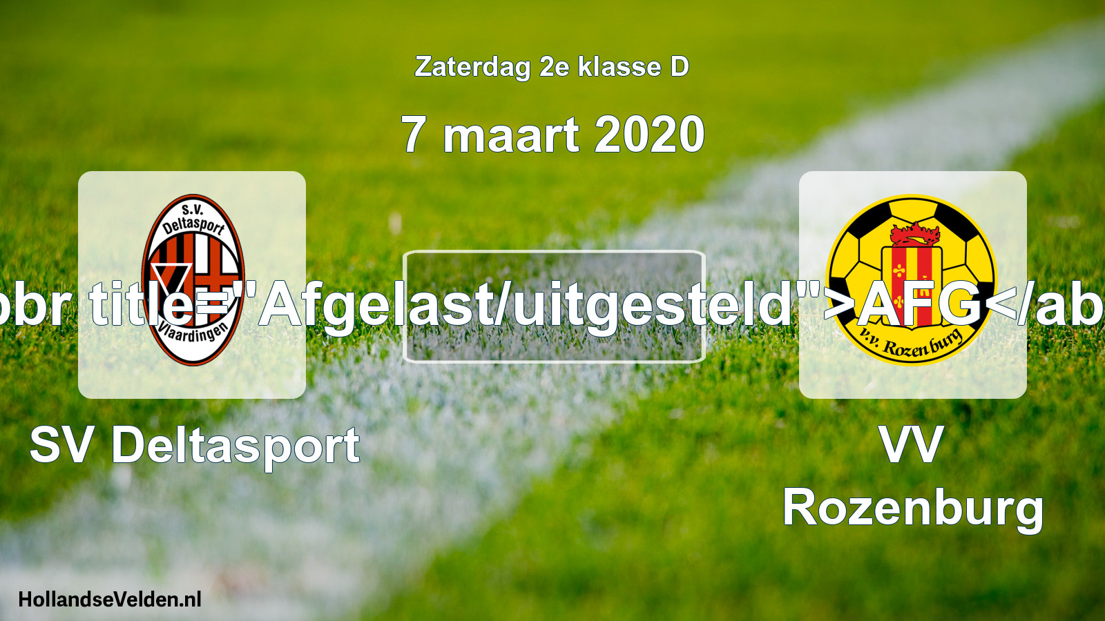 Scheduled Match: SV Deltasport - VV Rozenburg (7 March 2020)