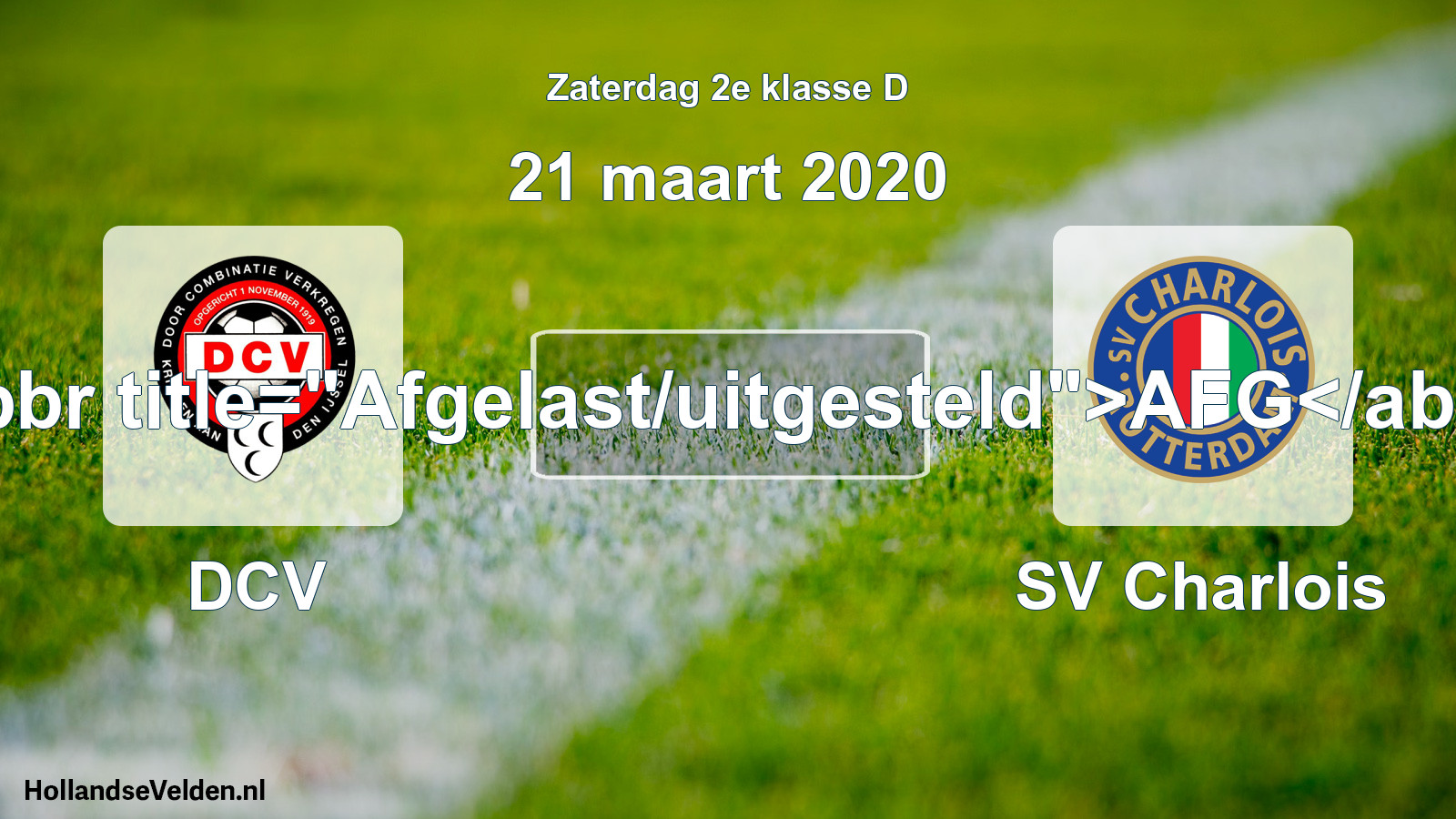 Scheduled Match: DCV - SV Charlois (21 March 2020)