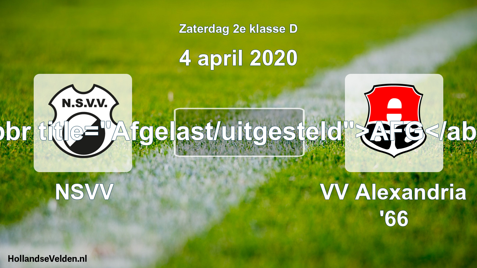 Scheduled Match: NSVV - VV Alexandria '66 (4 April 2020)