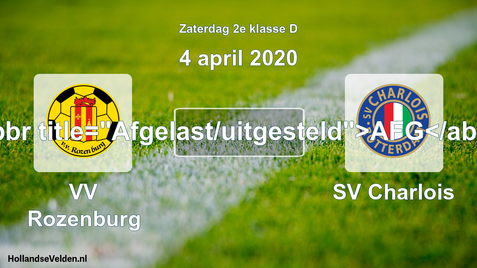 Scheduled Match: VV Rozenburg - SV Charlois (4 April 2020)