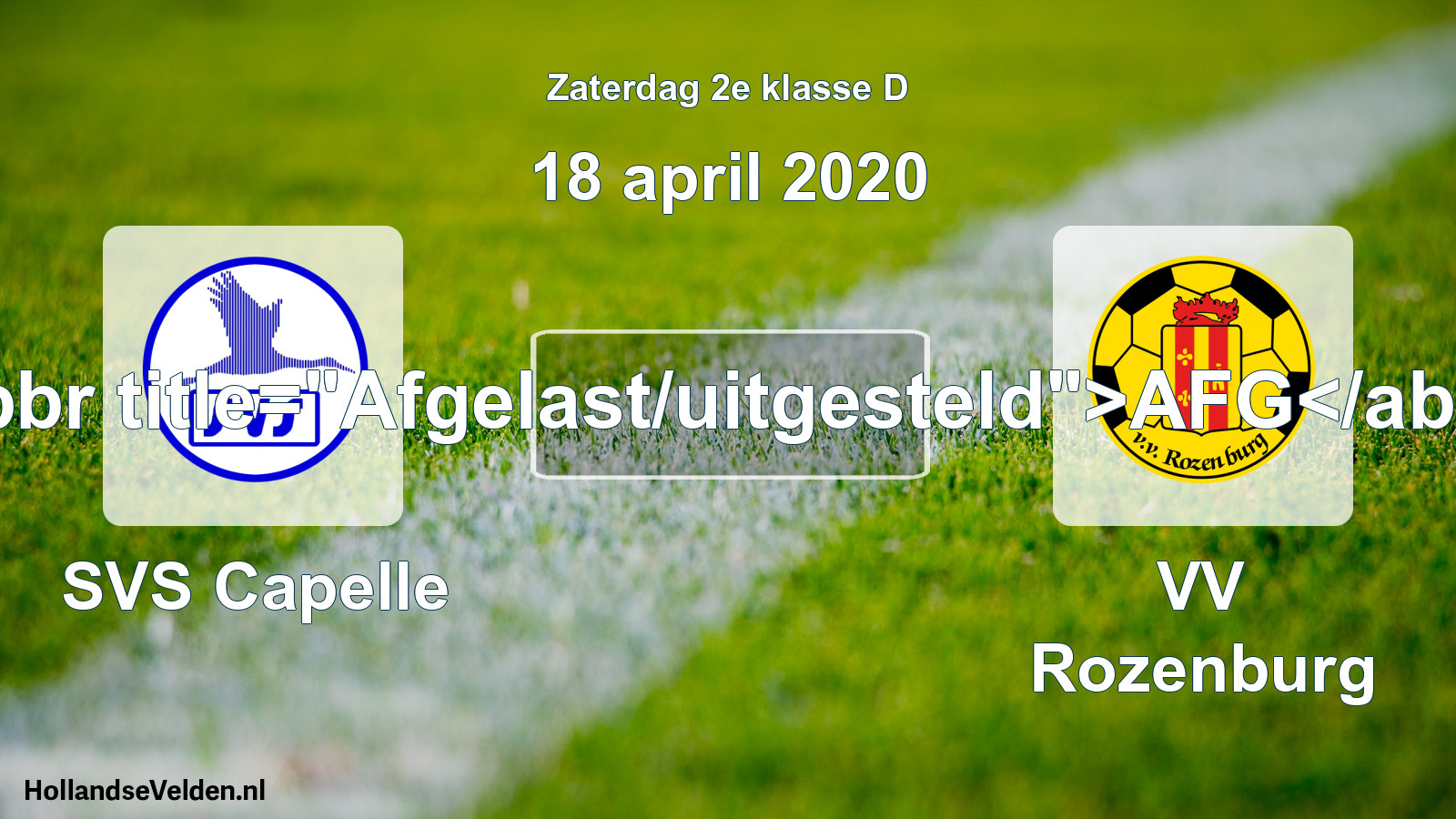 Scheduled Match: SVS Capelle - VV Rozenburg (18 April 2020)