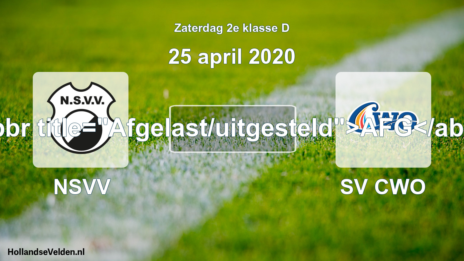 Scheduled Match: NSVV - SV CWO (25 April 2020)