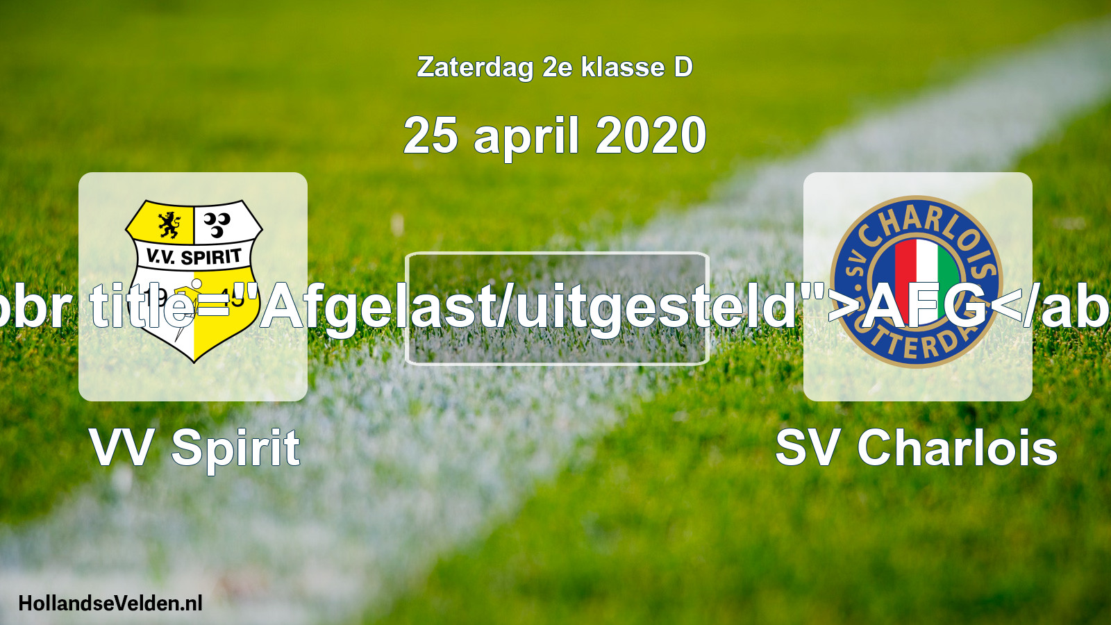 Scheduled Match: VV Spirit - SV Charlois (25 April 2020)