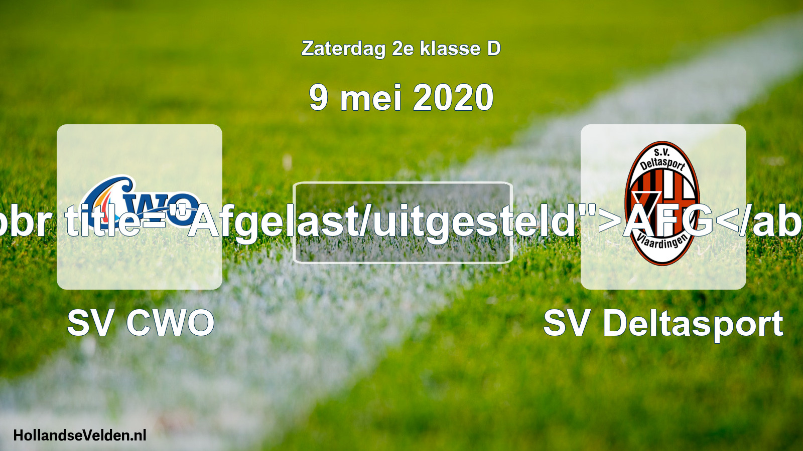 Scheduled Match: SV CWO - SV Deltasport (9 May 2020)